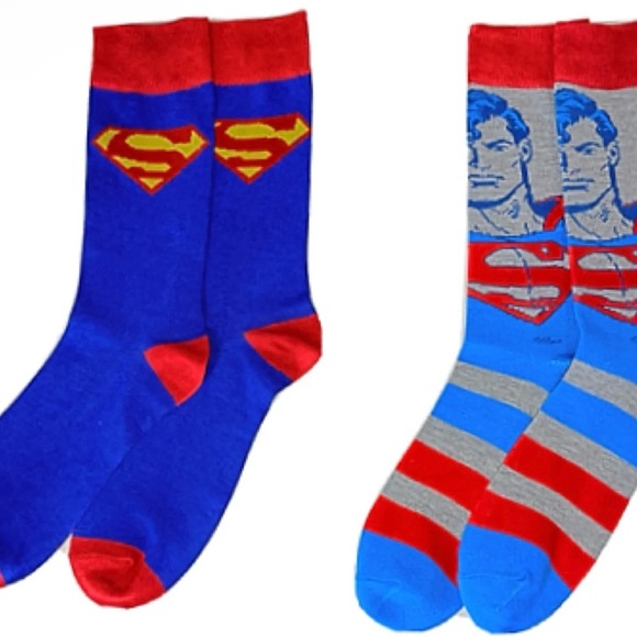 Superman Themed Blue and Red Socks NWT - Picture 1 of 4